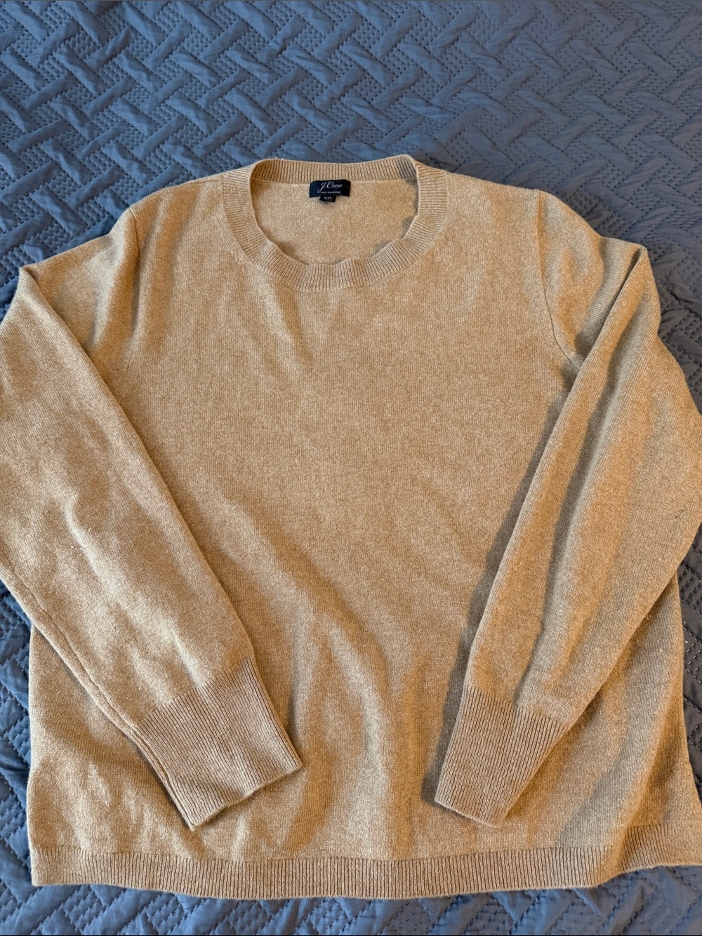 J Crew Women’s 100% Cashmere Crewneck Sweater in Light Tan